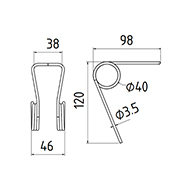 DENT 650903 SUPPORT PALPEUR HAUT.120 LARG.38 DIAM SPIRE.40 FIL.3,5