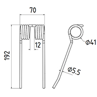 DENT DE PRESSE CLAAS BAUTZ PICK UP ADAPTABLE LONG.192 LARG.70 DIAM SPIRE.41 FIL.5,5