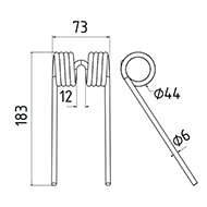 DENT DE PRESSE 84392367 NEW HOLLAND PICK UP ADAPTABLE LONG.183 LARG.73 DIAM SPIRE.44 FIL.6