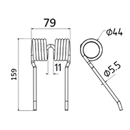 DENT DE PRESSE 84582461 NEW HOLLAND PICK UP ADAPTABLE LONG.159 LARG.79 DIAM SPIRE.44 FIL.5,5