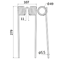 DENT DE PRESSE 85 P 949 GARNIER PICK UP ADAPTABLE GW083 LONG.279 LARG.107 DIAM SPIRE.49 FIL.5,5