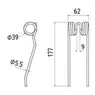 DENT 02128199 MENGELE DENT PICK UP AUTO CHARGEUSE LONG.177 LARG.62 DIAM SPIRE.39 FIL.5,5