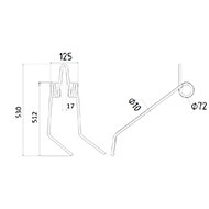 DENT DE SEMOIR DROITE K3005740 KUHN LONG.530 LARG.125 DIAM SPIRE.72 FIL.10