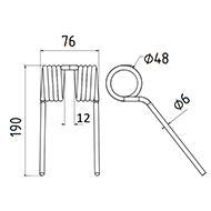 DENT DE PRESSE CC 123562 JOHN DEERE PICK UP ADAPTABLE LONG.190 LARG.76 DIAM SPIRE.48 FIL.6