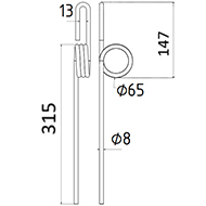 DENT DE SEMOIR 30153079 MONOSEM RIBOULEAU LONG.315 DIAM SPIRE.65 FIL.8