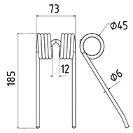 DENT DE PRESSE 84390221 NEW HOLLAND PICK UP ADAPTABLE LONG.185 LARG.73 DIAM SPIRE.45 FIL.6