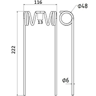 DENT FANEUR NEW HOLLAND ANDAINEUR ADAPTABLE LONG.222 LARG.116 DIAM SPIRE.48 FIL.6