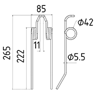 DENT DE PRESSE FOSSARD PICK UP ADAPTABLE LONG.232 LARG.91 DIAM SPIRE.58 FIL.7