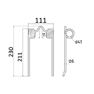 DENT DE PRESSE KMC PICK UP ADAPTABLE LONG.230 LARG.111 DIAM SPIRE.41 FIL.6