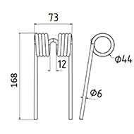DENT DE PRESSE PICK UP DENT DE PLAGE ADAPTABLE LONG.168 LARG.73 DIAM SPIRE.44 FIL.6