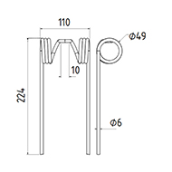 DENT FANEUR NEW HOLLAND ANDAINEUR ADAPTABLE LONG.224 LARG.110 DIAM SPIRE.49 FIL.6