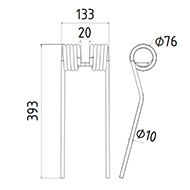 DENT FANEUR 15220461301 AGRAM ADAPTABLE FANEUR ANDAINEUR LONG.393 LARG.133 DIAM SPIRE.76 FIL.10