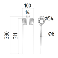 DENT DE PAILLEUSE BRAVO HAUT.330 LARG.100 DIAM.SPIRE 54 FIL.8