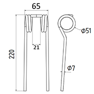 DENT DE PRESSE PDS.DT.7 57 DROUET PICK UP LONG.220 LARG.65 DIAM SPIRE.51 FIL.7