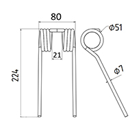 DENT DE PRESSE PDS.DT.7 75 DROUET PICK UP LONG.224 LARG.80 DIAM SPIRE.51 FIL.7