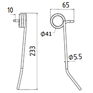 DENT DE RABATTEUR 3594841 CLAAS BAUTZ LONG.237 LARG.158 DIAM SPIRE.47 FIL.5,5