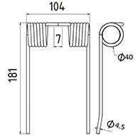 DENT DE PRESSE 44309636 SOMECA PICK UP ADAPTABLE GW089 LONG.181 LARG.104 DIAM SPIRE.40 FIL.4,5