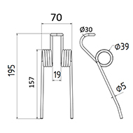 DENT 900895 CLAAS ADAPTABLE AUTO CHARGEUSE LONG.195 LARG.70 DIAM SPIRE.39 FIL.5