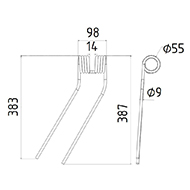 DENT FANEUR DROITE 608140 L COGEAI ANDAINEUR ADAPTABLE LONG.383 LARG.98 DIAM SPIRE.55 FIL.9