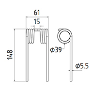 DENT FANEUR ANDAINEUR 938006 KRONE ADAPTABLE LONG.148 LARG.61 DIAM SPIRE.39 FIL.5,5