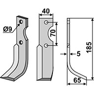 LAME ROTOVATOR D. 40X5X185 EA.70 FORT ADAPTABLE TROU 9