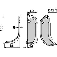 LAME GAUCHE BADALINI 8915 ADAPTABLE 60X6X165 EA40 TROU 12,5