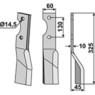 LAME DE ROTALABOUR DROITE ALPEGO D0543 DENT 60X10X325 EA130 TROU 14,5 ADAPTABLE