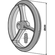 ROUE FONTE CAMBRIDGE 600X100 ARBRE 60 MOYEU DEPORTE 3 BRANCHES DISQUE