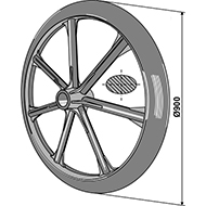 ROUE FONTE PACKER 900X165 38° (7 RAYONS) LARGEUR EFFECTIVE 65 POUR ARBRE DIAM.60 DISQUE