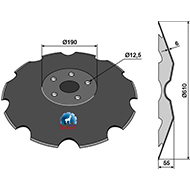 DISQUE BOMBE CRENELE 610X6 154626 5 TROUS DIAMETRE 12,5 VADERSTAD ADAPTABLE