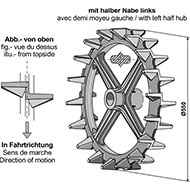 ROUE A CAME 550X120 POUR ARBRE DIAM.50 LARGEUR EFFECTIVE 135 MATIERE GGG50 DISQUE ADAPTABLE