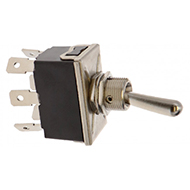 INTERRUPTEUR METAL A LEVIER 3 POSITIONS ON-OFF-(ON) 12/24V 20A DIAMETRE 12MM 6 BORNES