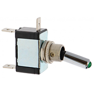 INTERRUPTEUR A LEVIER LED 2 POSITIONS ON-OFF 12/24V 20A DIAMETRE 12,2MM VERT METAL