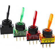 INTERRUPTEUR A LEVIER 2 POSITIONS ON-OFF 12V 20A DIAMETRE 12,2MM PLASTIQUE VERT ILLUMINE A BASCULE