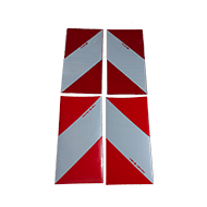 KIT 4 BANDES ALTERNEES (ROUGE/BLANC) 2 ALU + 2 ADHESIVES (0,14M*0,28M) POUR ENGINS DENEIGEMENT