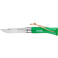 COUTEAU OPINEL BAROUDEUR N°07 VERT AVEC LIEN CUIR TAILLE LAME 8CM INOX