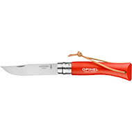 COUTEAU OPINEL BAROUDEUR N°07 ORANGE AVEC LIEN CUIR TAILLE LAME 8CM INOX
