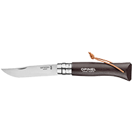 COUTEAU OPINEL BAROUDEUR N°08 BRUN NOIR AVEC LIEN CUIR TAILLE LAME 8,5CM INOX