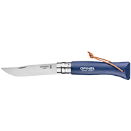 COUTEAU OPINEL BAROUDEUR N°08 BLEU FONCE AVEC LIEN CUIR TAILLE LAME 8,5CM INOX
