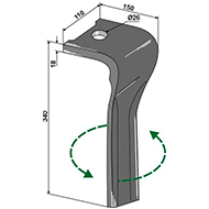 DENT DE HERSE G.POTTINGER LANDSBERG 873402201 ADAPTABLE 110X18X340 ALESAGE 27