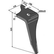 DENT DE HERSE G.VOGEL NOOT KZ200002 ADAPTABLE MONTAGE RAPIDE 110X15X325 TROU 20X22