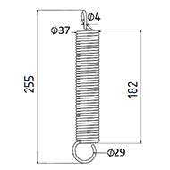 RESSORT DE TRACTION DIAMETRE 37 FIL.4 LONGUEUR TOTALE 255 DIAM. CROCHETS 29