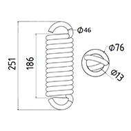 RESSORT DE TRACTION DIAMETRE 76 FIL.13 LONGUEUR TOTALE 251 DIAM. CROCHETS 46 KRONE 9396291