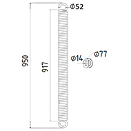 RESSORT DE TRACTION DIAMETRE 77 FIL.14 LONGUEUR TOTALE 950 DIAM. CROCHETS 52 HESSTON 700052458