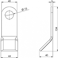 COUTEAU Y 40X5X134 D.15 FG FORGES GORCE NOREMAT ROUSSEAU ADAPTABLE BROYEUR