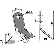 COUTEAU Y 60X8X143 D.25,5 ADAPTABLE FERRI