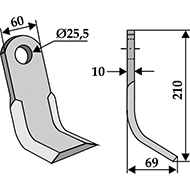 COUTEAU Y 60X10X210 D.25,5 ADAPTABLE BREVIGLIERI 0055202
