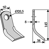 COUTEAU Y 50X8X145 D.20,5 ADAPTABLE ASSALONI 191100126 COSMA