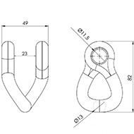 MANILLE HT.82MM L.49MM TR.11,5 FIL 13 FG TORSADEE ADAPTABLE MULAG 181686 1.45.03.061