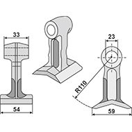 MARTEAU D.23 7191320 BOMFORD MC CONNEL RAYON 110 LARGEUR DE TRAVAIL 54 COTE DE MONTAGE 33